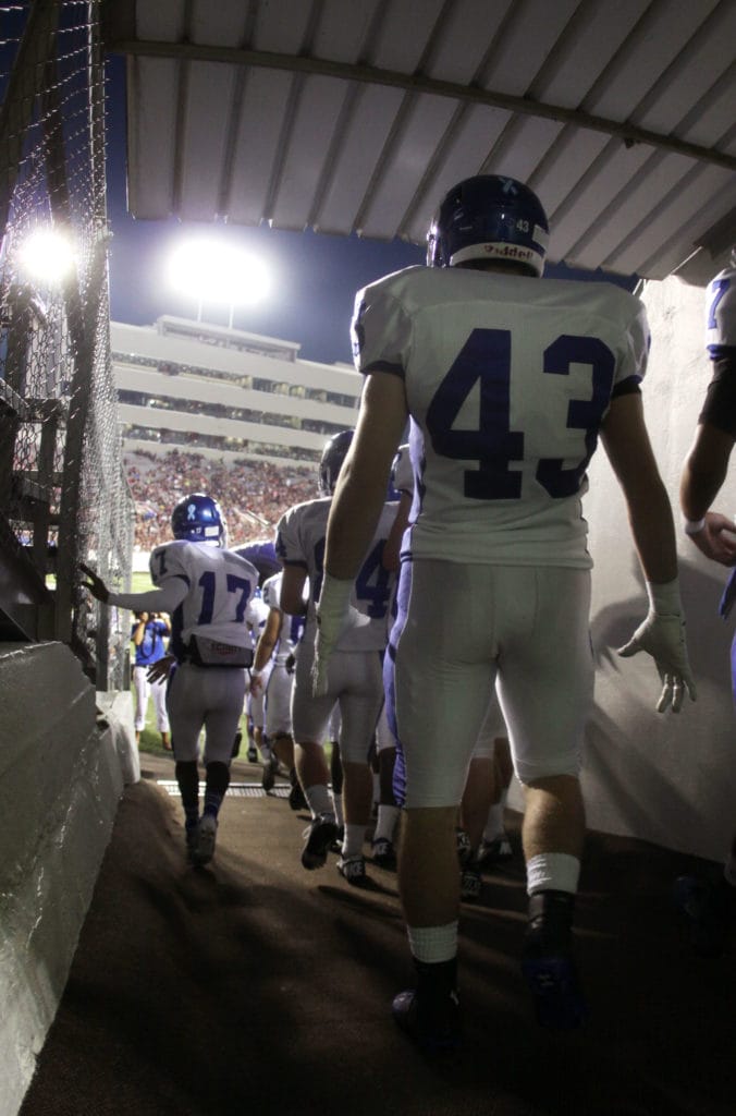 Heading to field, Salt Bowl 2014 ~ Benton vs Bryant