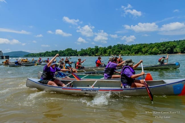 White River Boy Scouts Canoe Race Scouts Attempt to Gain Lead