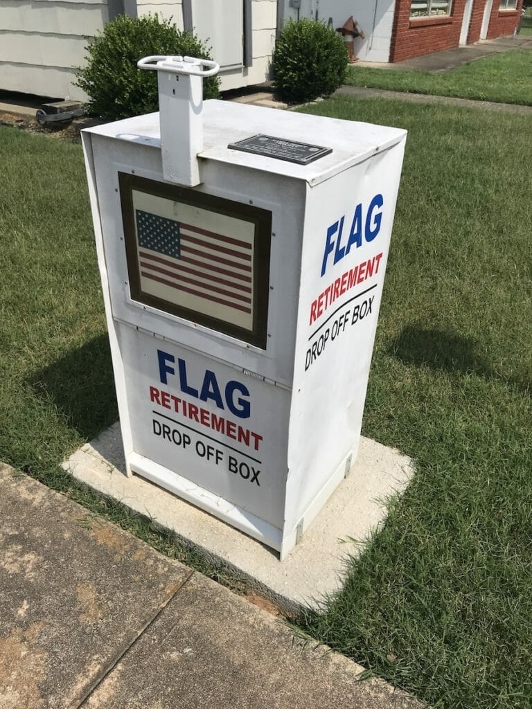 Flag etiquette - flag retirement drop-off box