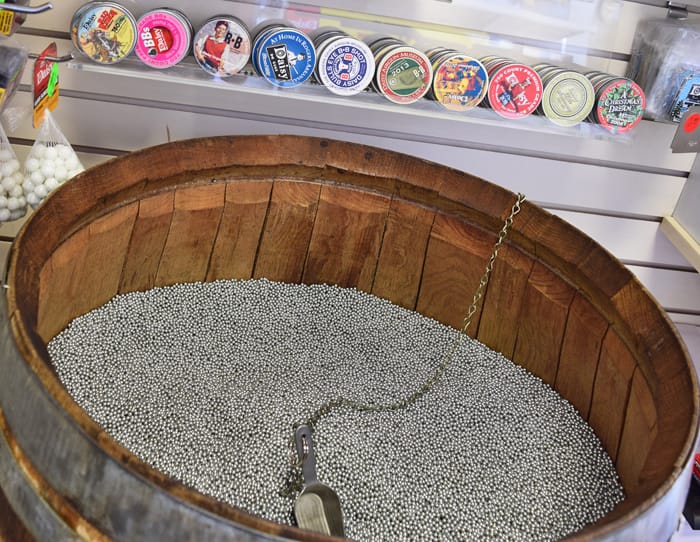 Fill your own tin with BBs at the Daisy Airgun Museum Gift Shop