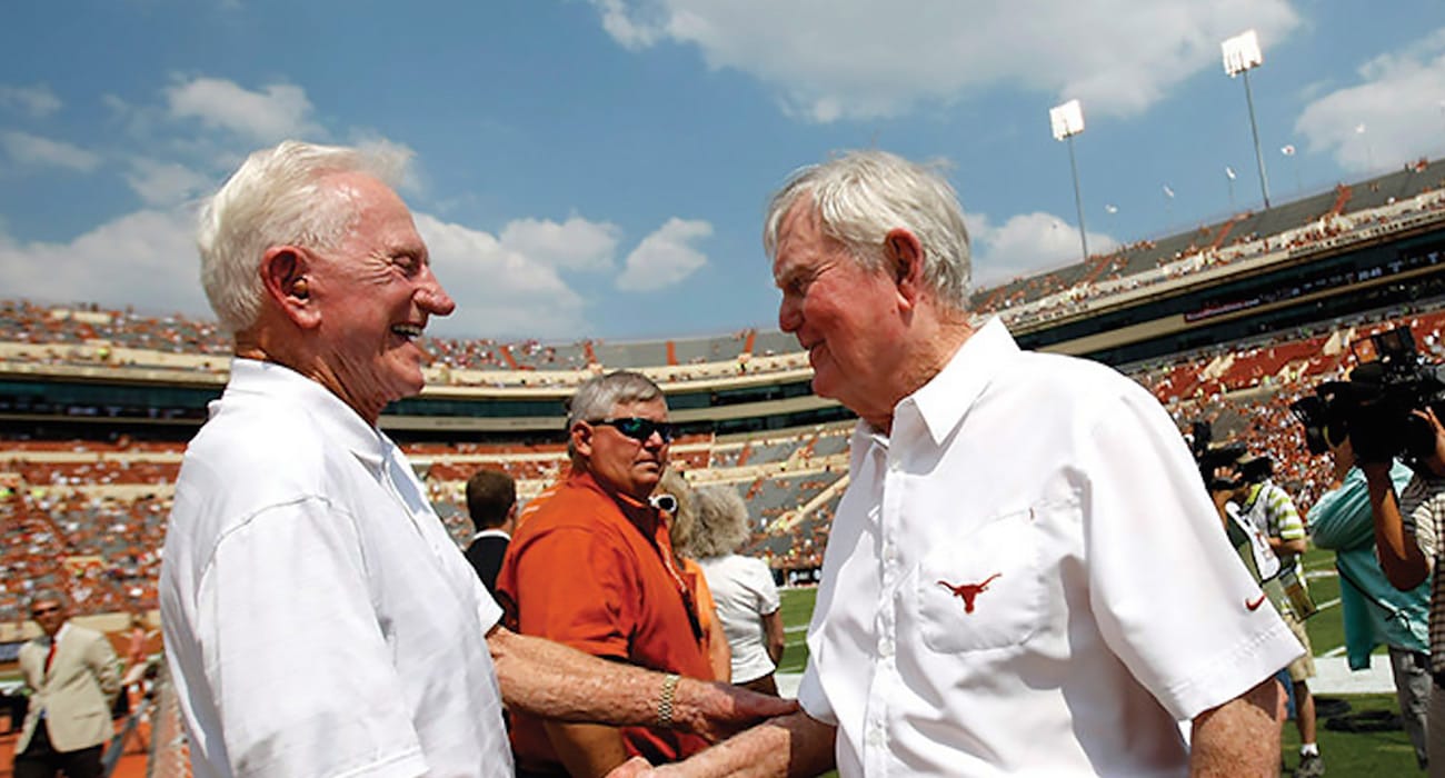 Arkansas Coach Frank Broyles and Texas Coach Darrell Royal