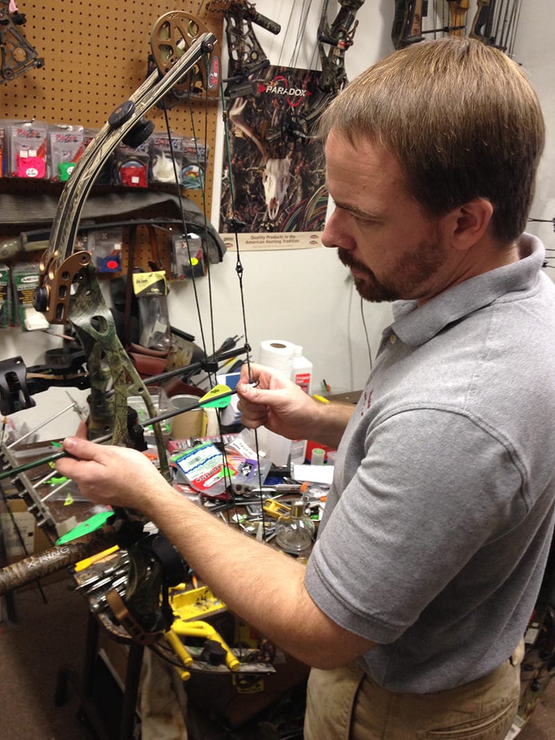 Nick Wolfe Working on a Bow