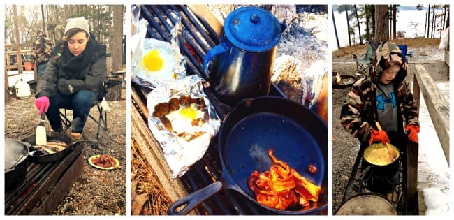Cooking outside of the yurt at lake DeGray State Park