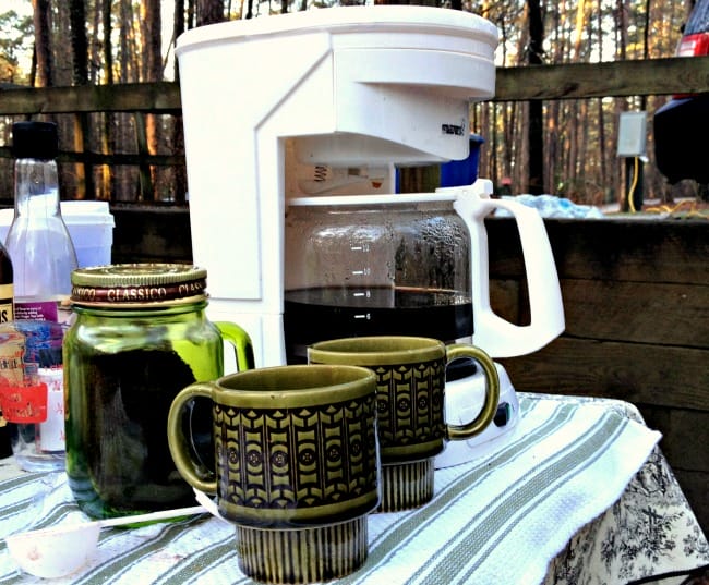 Electric coffee pot is a smart idea when you go camping if you want your morning joe in a hurry