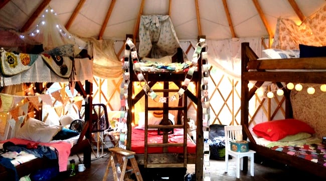 Glamping out the inside of a yurt at Petit Jean State Park