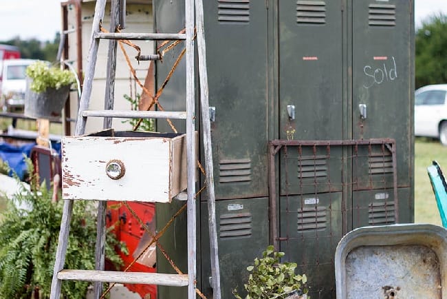 The Junk Ranch old ladder vintage lockers Prairie Grove