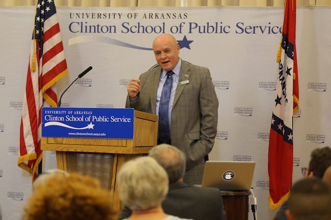 Michael Poore, Superintendent of the Little Rock School District, speaks at Sturgis Hall July 5, 2016. Photo credit: Jacob Slaton