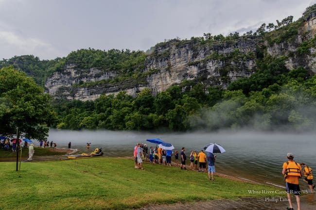 White River Boy Scouts Canoe Race Fog and Bluffs