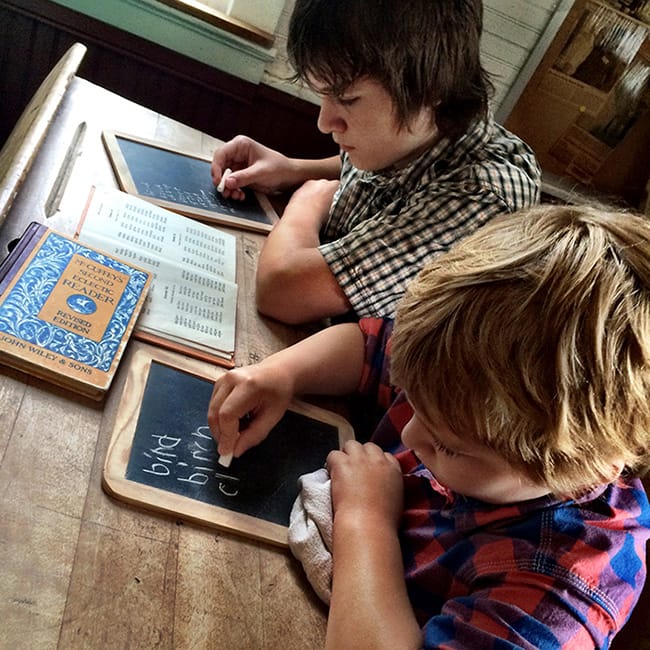 Writing spelling words on a slate