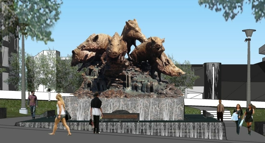 Wild Band of Razorbacks' Monument at Razorback Stadium - Only In