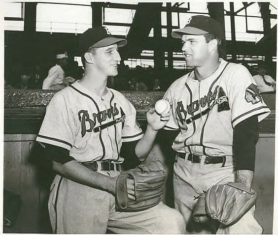 JOHNNY SAIN  Boston Braves 1950 Away Majestic Throwback Baseball Jersey