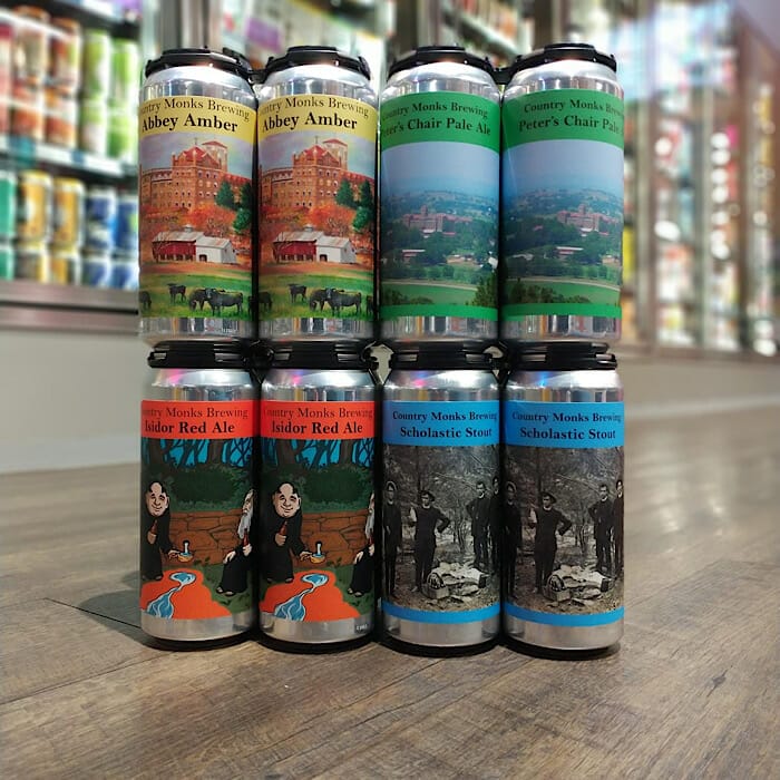 Country Monks Brewing beer cans at Subiaco Abbey