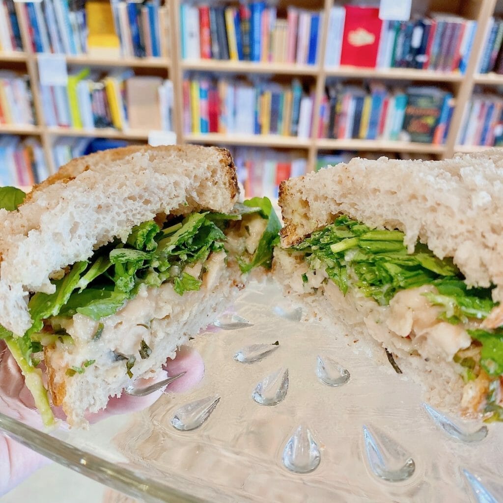 Two Friends Bookstore - white bean and arugula sandwich